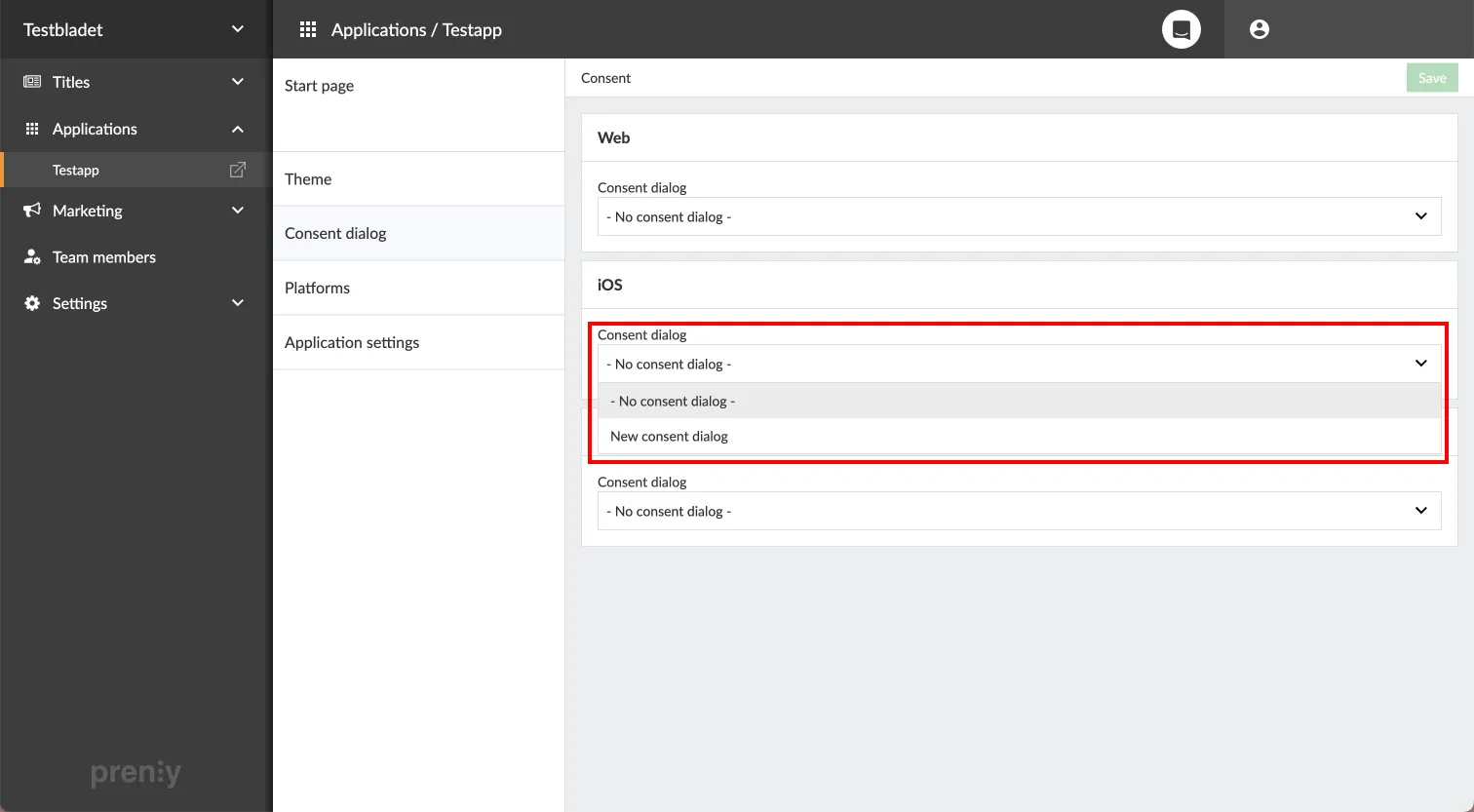 Go to <strong>your</strong> <strong>application</strong> -> <strong>Consent dialog</strong> to connect the app with the new module.