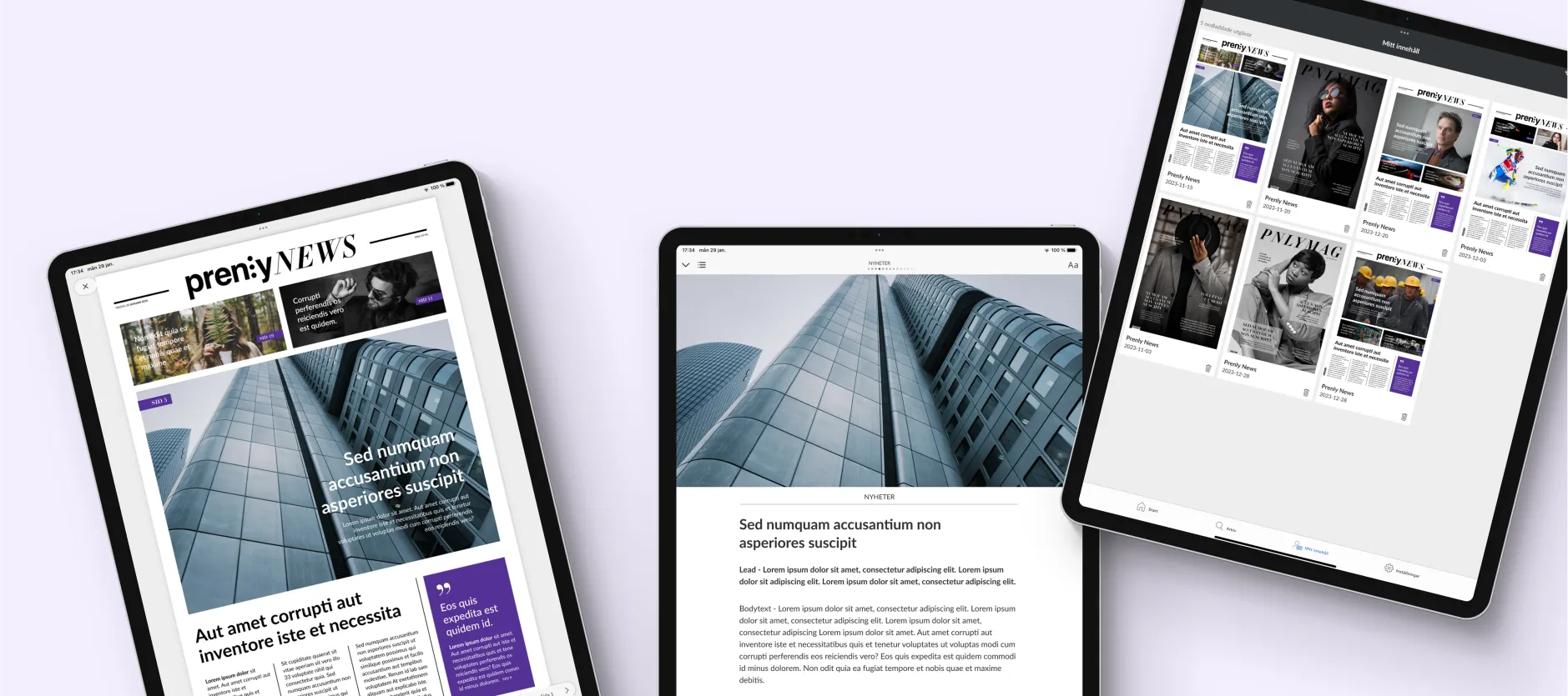 Prenlys läsgränssnitt på mobiltelefoner och surfplattor