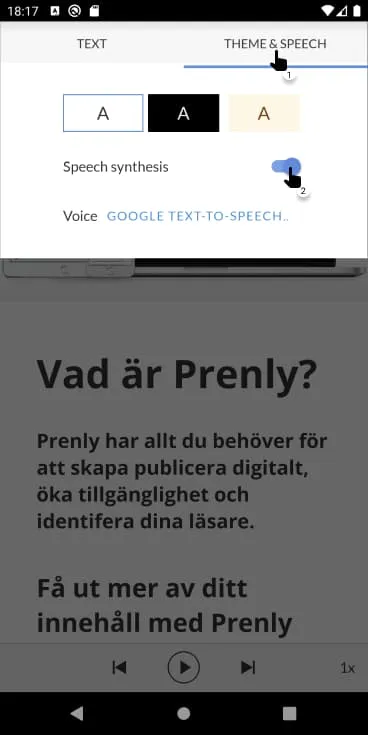 Deactivate the speech synthesis functionality within the Aa-menu and the panel "Theme &amp; Speech".