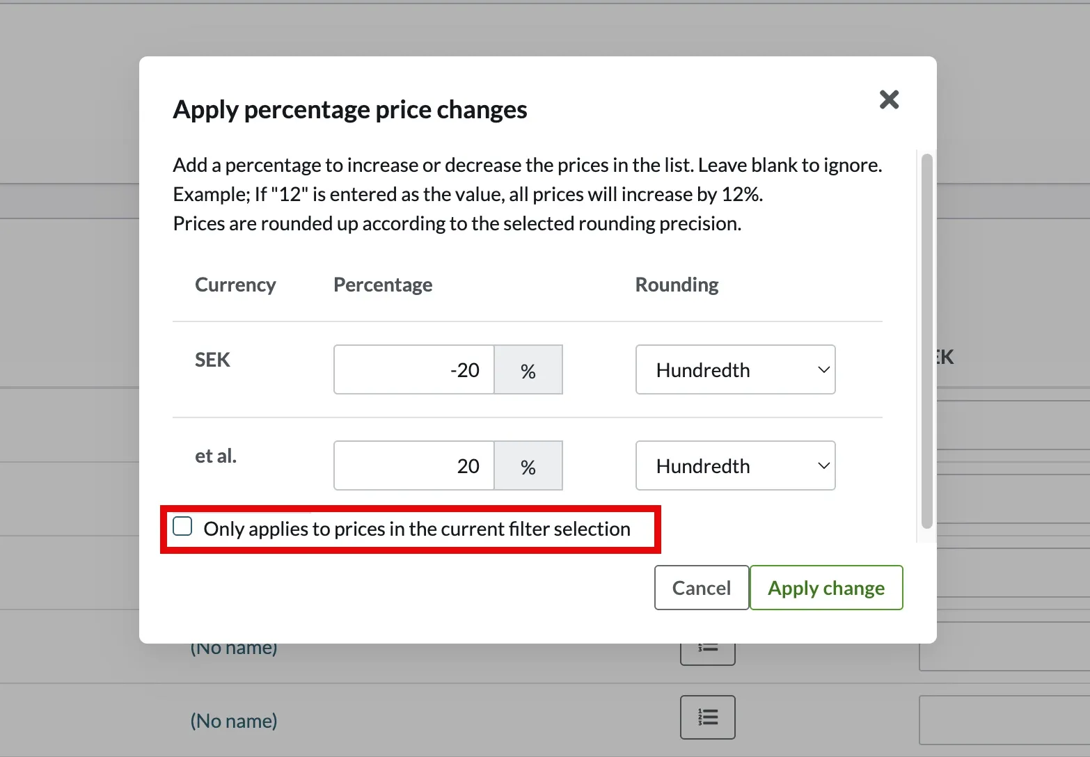 Confirm product group scope