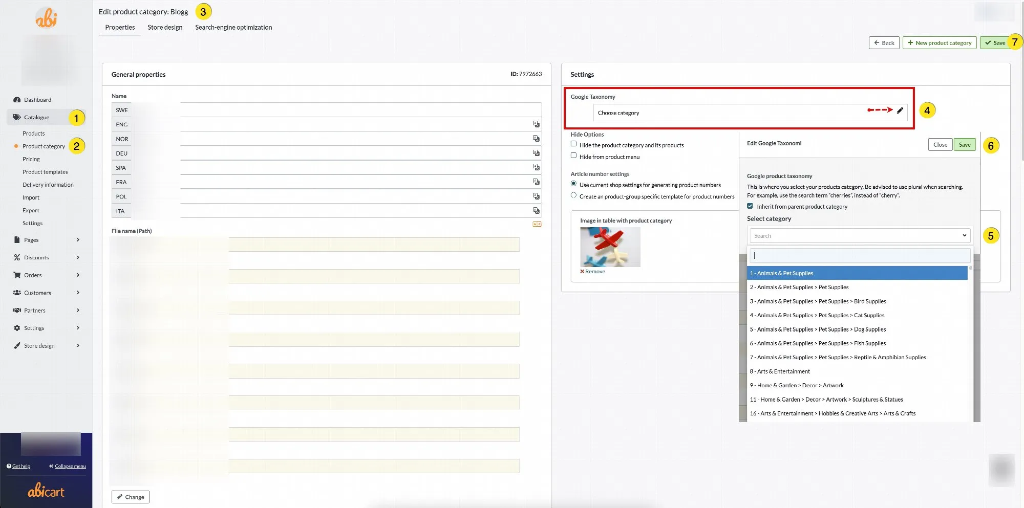 Assign taxonomy code to product group