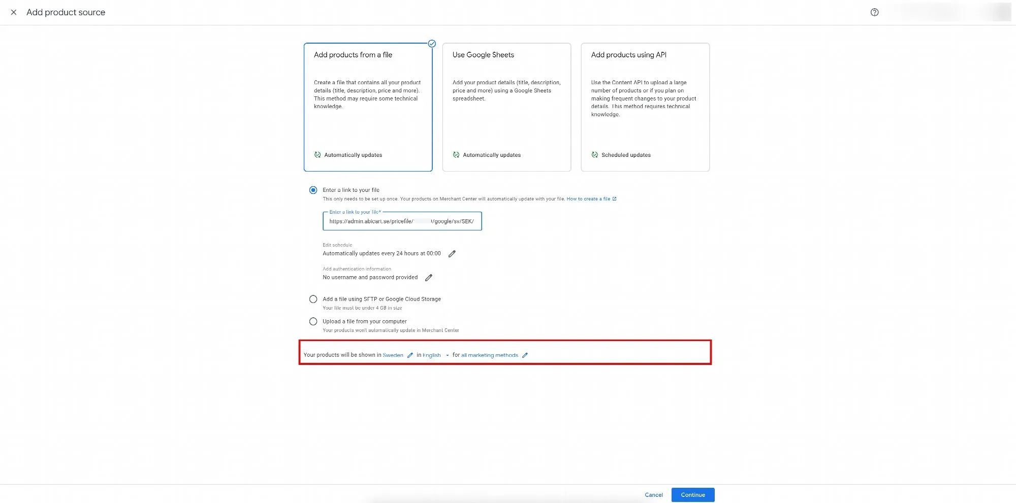 Check target country and language