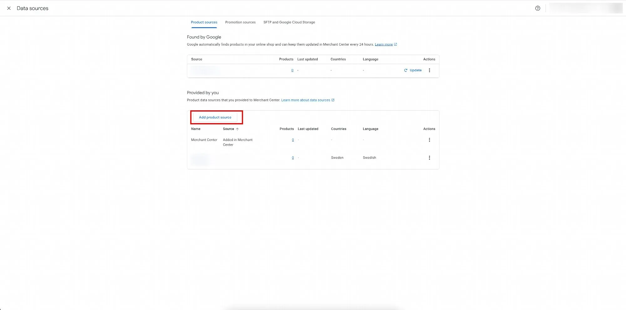 Select Add product source