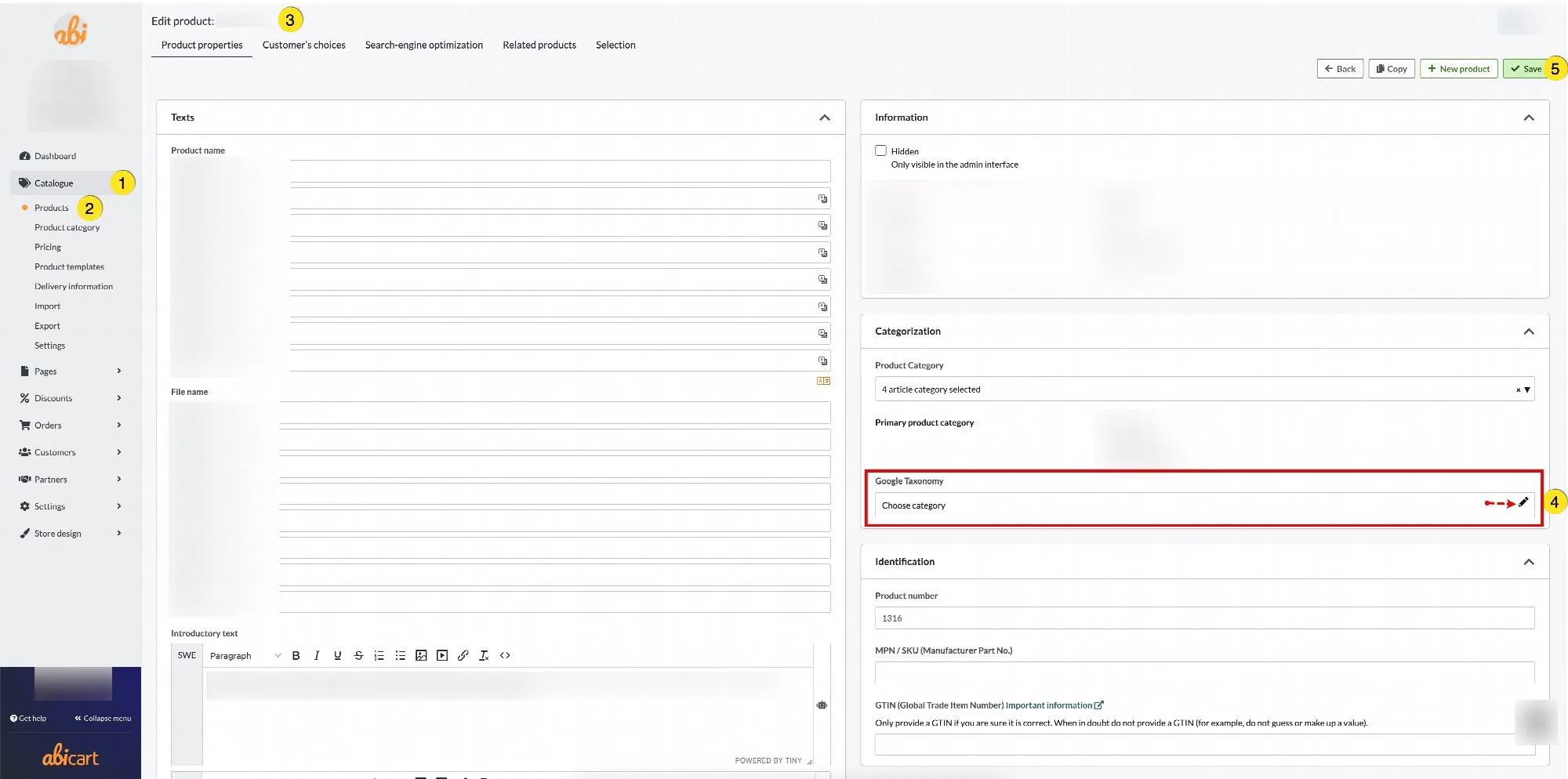 Assign taxonomy code to individual product