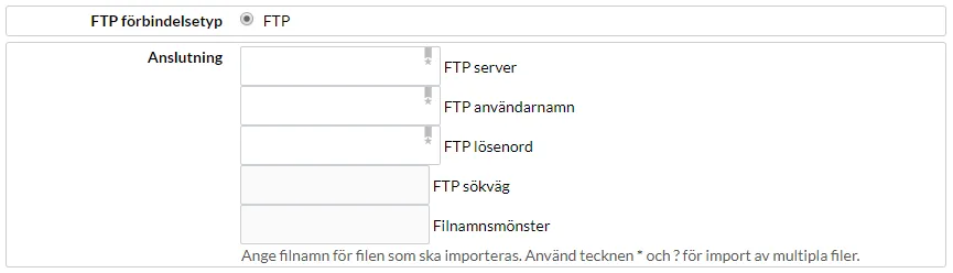 FTP inställningar