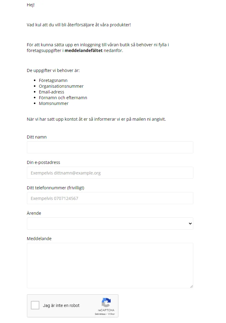 Contact form B2b