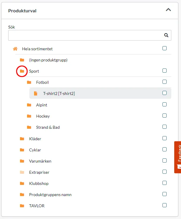 Procentuell rabatt, produkturval